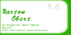 marton obert business card